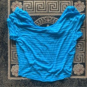 NWT blue and white striped crop top // sz large